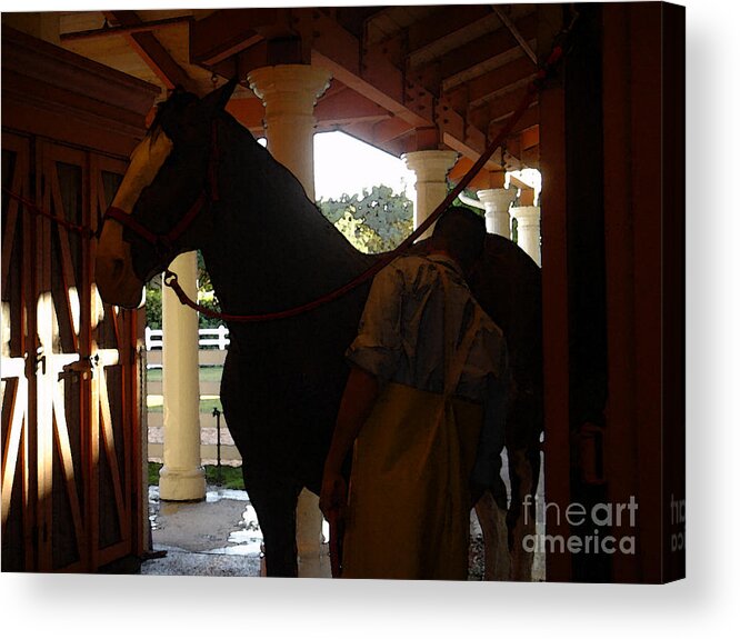 Horses Acrylic Print featuring the photograph Stable Groom - 2 by Linda Shafer