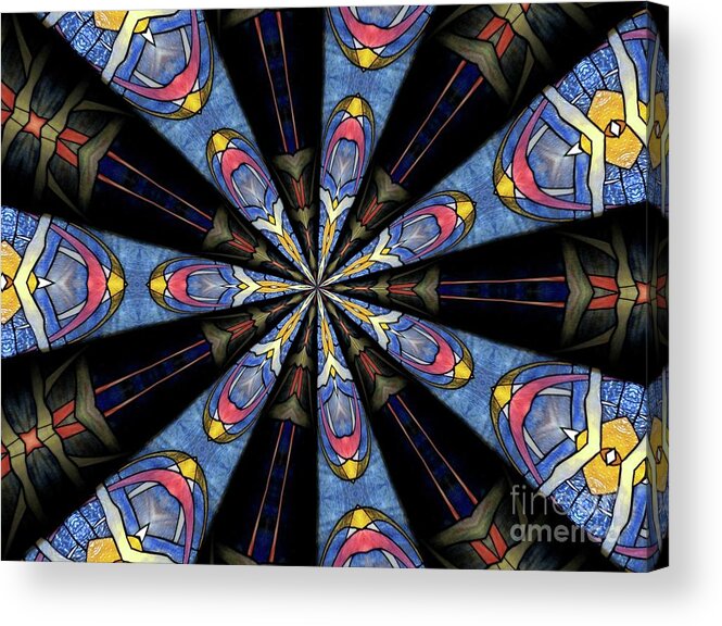 Stained Glass Window Acrylic Print featuring the photograph Stained Glass Kaleidoscope 28 by Rose Santuci-Sofranko