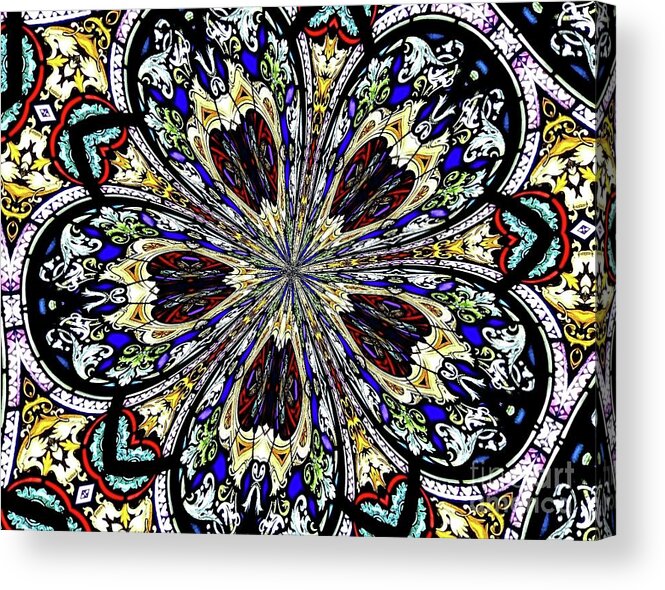 Stained Glass Window Acrylic Print featuring the photograph Stained Glass Kaleidoscope 38 by Rose Santuci-Sofranko