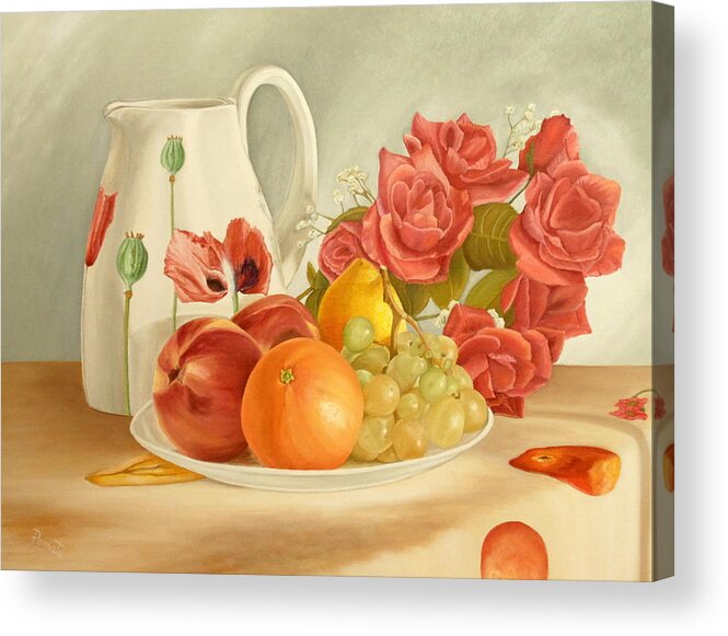 Still Life Acrylic Print featuring the painting Still Life by Angeles M Pomata