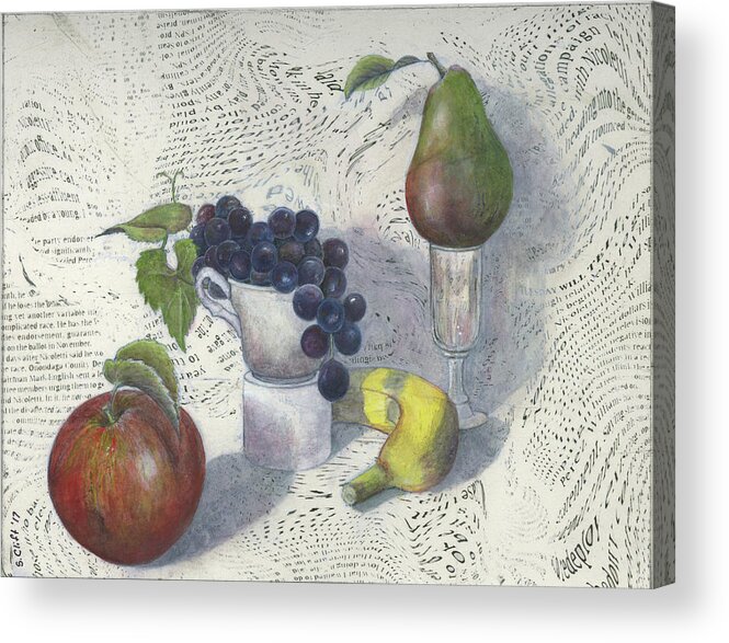 Apple Acrylic Print featuring the mixed media Still Life by Sandy Clift