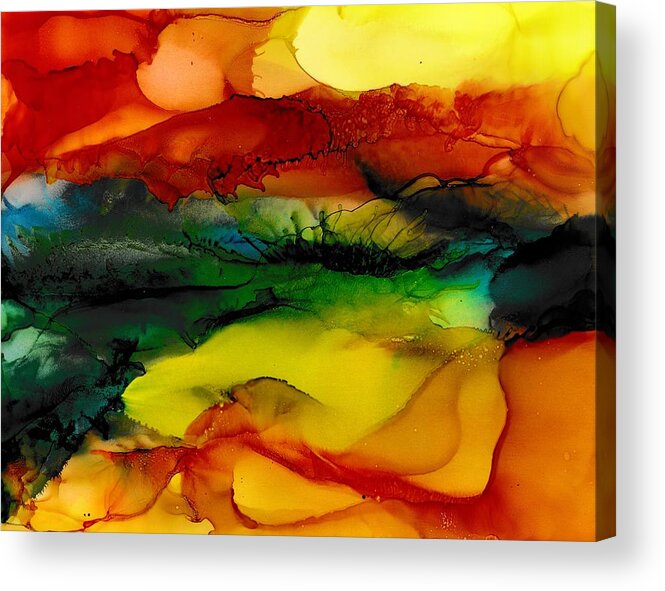 Abstract Acrylic Print featuring the painting Stormy by Louise Adams