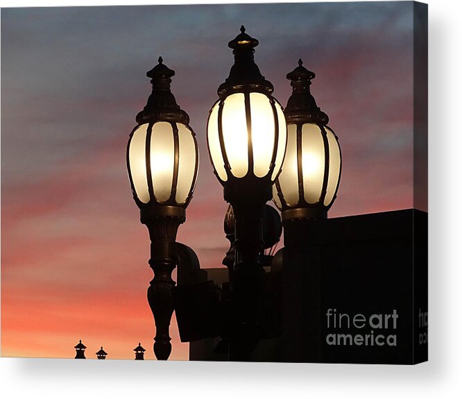 Lights Acrylic Print featuring the photograph Street Lights at Sunset by Cindy Manero