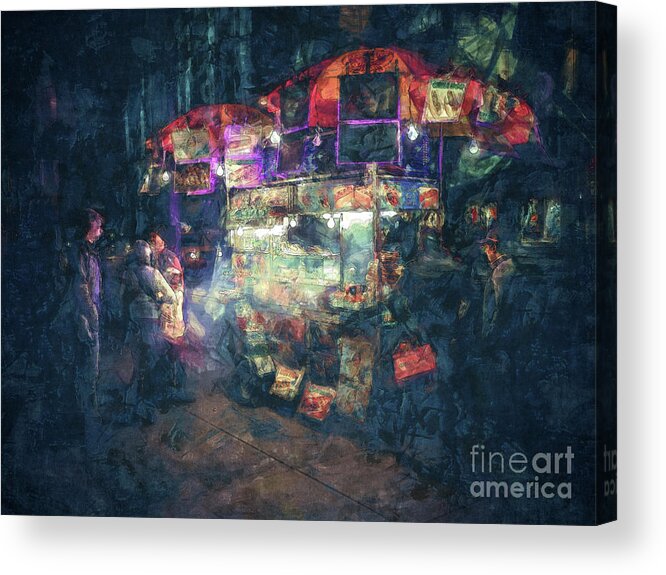 Vendor Acrylic Print featuring the digital art Street Vendor Food Stand by Phil Perkins
