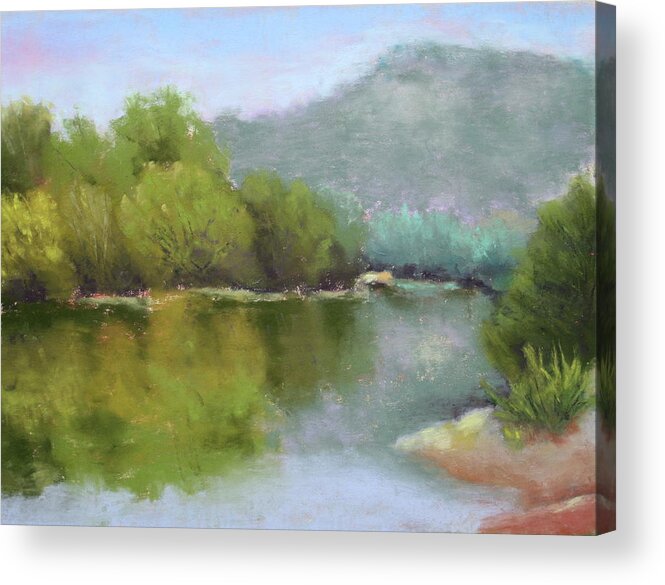 Landscape Acrylic Print featuring the painting Summer on the River by Nancy Jolley