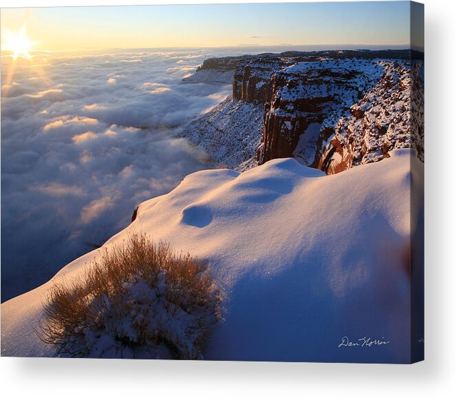 Canyonlands Acrylic Print featuring the photograph Sunrise Inversion at Buck Canyon Overlook by Dan Norris