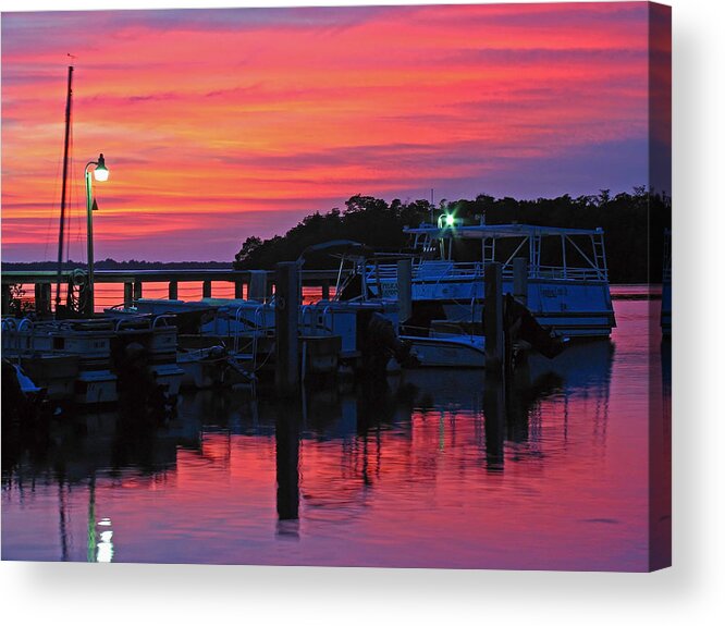 Sunset Acrylic Print featuring the photograph Sunset at Florida Estero Bay Marina by Juergen Roth