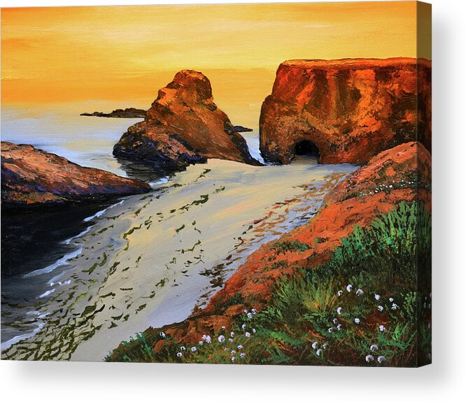 Sunset North Of Fort Bragg Ca Acrylic Print featuring the painting Sunset North Of Fort Bragg CA by Frank Wilson