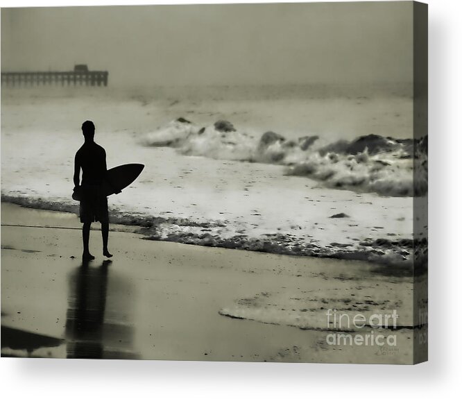 Surf Acrylic Print featuring the photograph Surfer Silhouette by Jeff Breiman