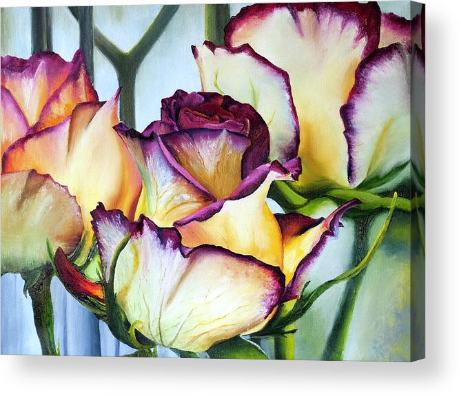 Flowers Acrylic Print featuring the painting Sweetheart Roses by Terry R MacDonald
