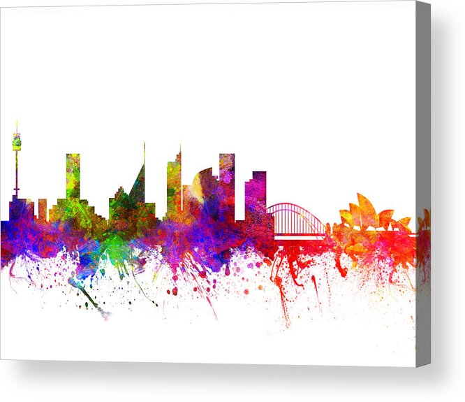 Sydney Acrylic Print featuring the drawing Sydney Australia Cityscape 02 by Aged Pixel
