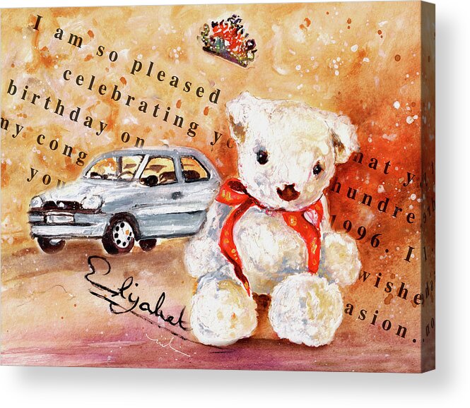 Truffle Mcfurry Acrylic Print featuring the painting Teddy Bear William by Miki De Goodaboom