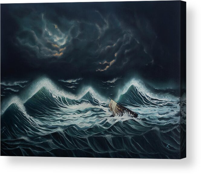 Nesli Acrylic Print featuring the painting Tempest by Neslihan Ergul Colley