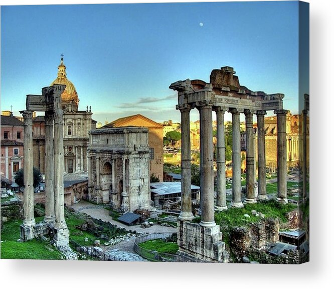 Temple Acrylic Print featuring the painting Temple of Saturn by Troy Caperton