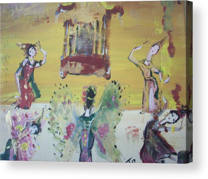 Thai Acrylic Print featuring the painting Thai Butterfly dance by Judith Desrosiers
