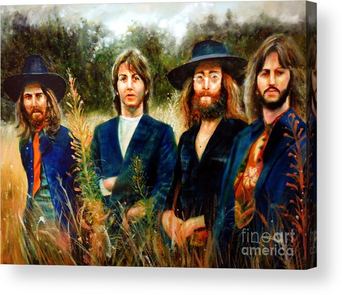 John Lennon Acrylic Print featuring the painting The Beatles Last Photo by Leland Castro