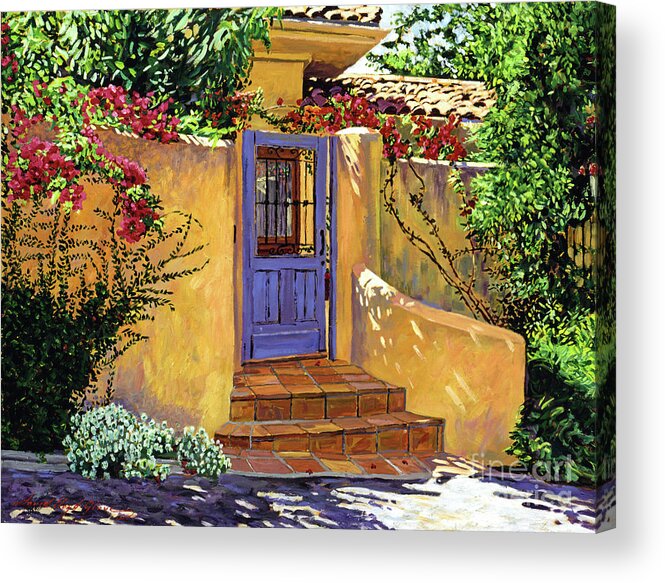 Spanish Acrylic Print featuring the painting The Blue Door by David Lloyd Glover