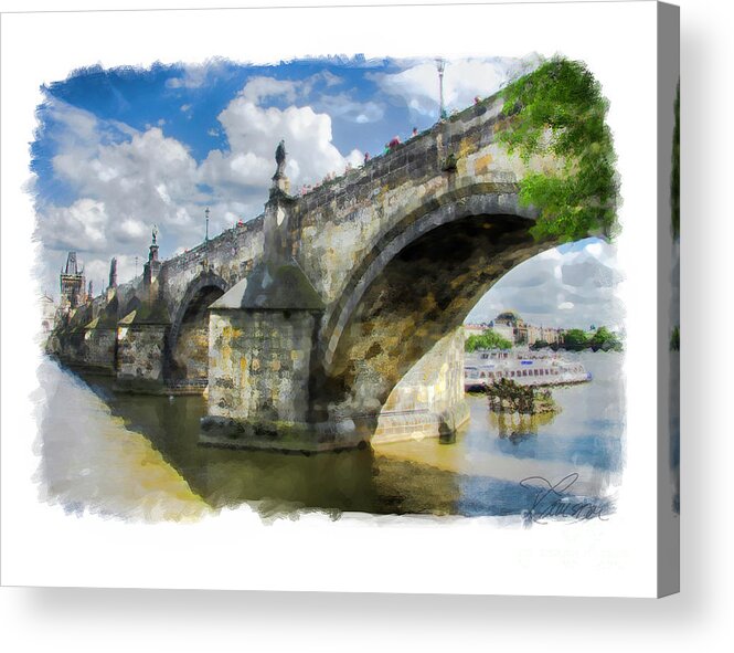 Prague Acrylic Print featuring the photograph The Charles Bridge - Prague by Tom Cameron