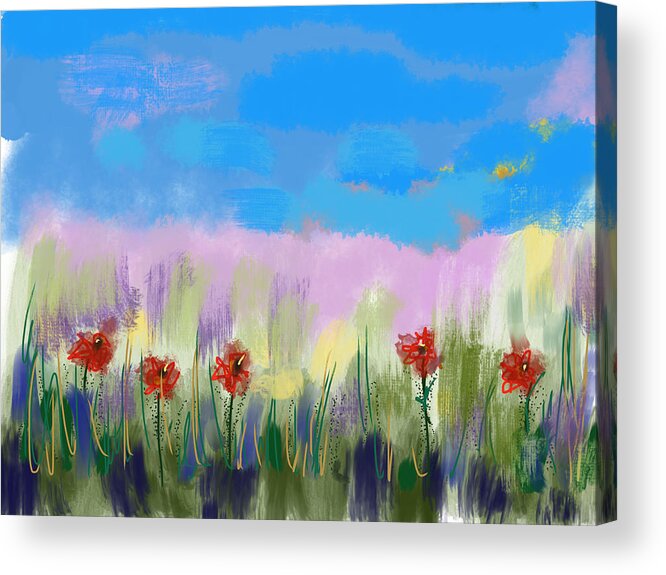 Digital Acrylic Print featuring the digital art The Earth Laughs In Flowers by Bonny Butler