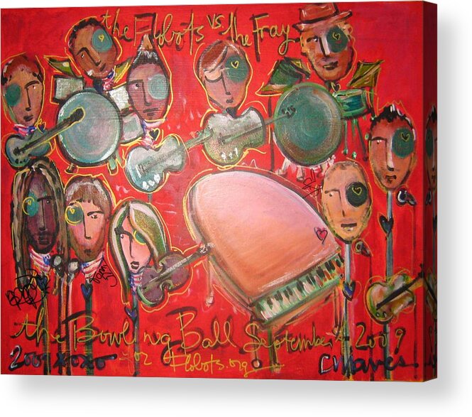 The Fray Acrylic Print featuring the painting The Fray and the Flobots by Laurie Maves ART
