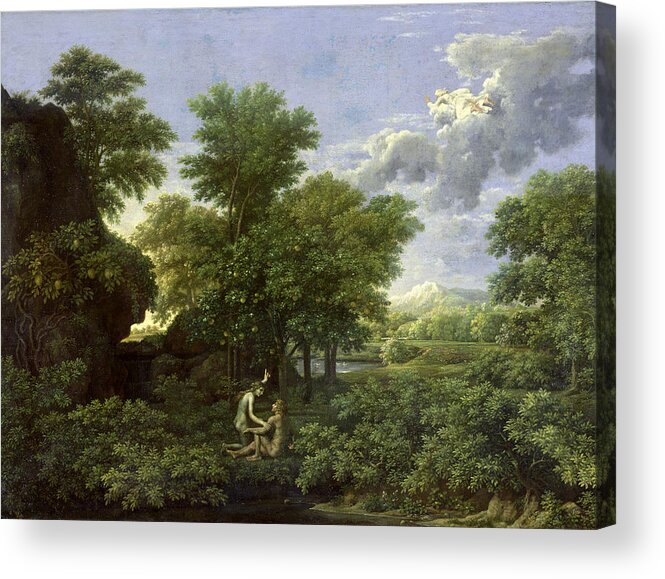 Spring Acrylic Print featuring the painting The Garden of Eden by Nicolas Poussin 