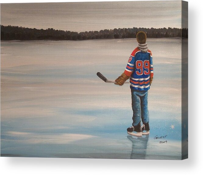 Gretzky Acrylic Print featuring the painting The Great One by Ron Genest