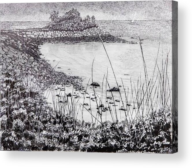 Pen And Ink Acrylic Print featuring the drawing The Knob by Betsy Carlson Cross