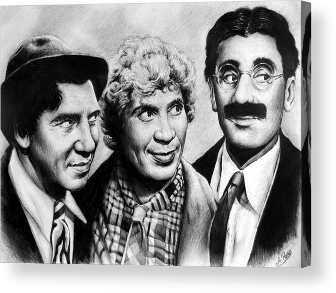 The Marx Brothers Acrylic Print featuring the drawing The Marx Brothers by Andrew Read