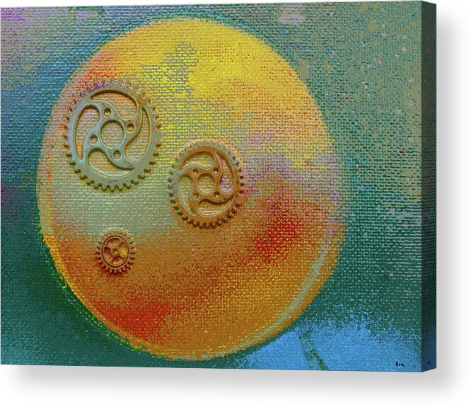 Solar System Acrylic Print featuring the painting The Mechanical Universe by Robert Margetts