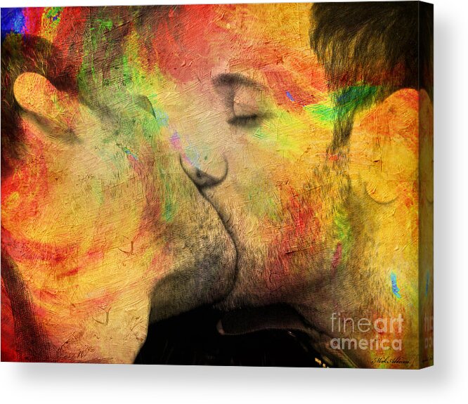 Kiss Acrylic Print featuring the painting The passion of one kiss by Mark Ashkenazi