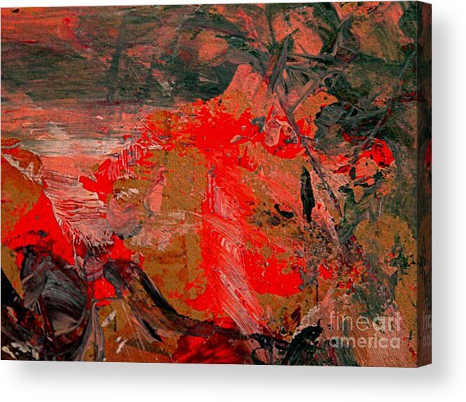 Abstract Acrylic Painting Acrylic Print featuring the painting The Red Garden by Nancy Kane Chapman