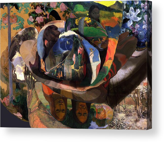 Paul Gauguin Acrylic Print featuring the digital art The Rose of Gauguin by David Bridburg