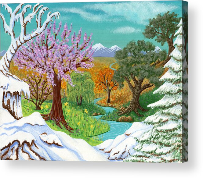 All Seasons Acrylic Print featuring the painting The Seasons - Illustration #10 in The Infinite Song by Andrea Freeman
