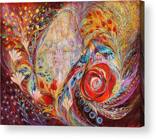 Jewish Art Acrylic Print featuring the painting The seeing of Jerusalem by Elena Kotliarker