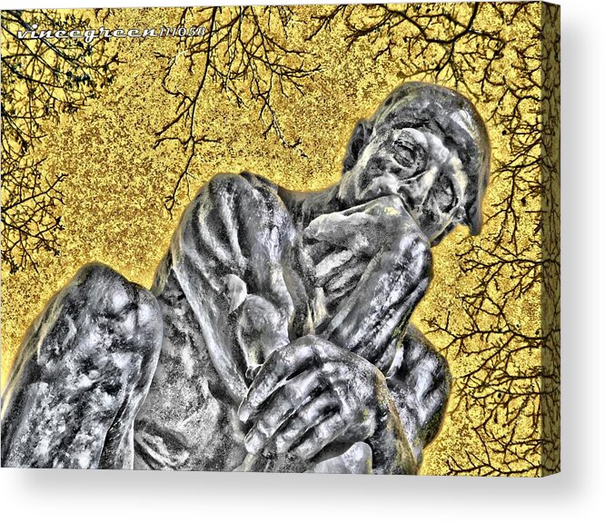 Statue Acrylic Print featuring the digital art The Thinker - Study #1 by Vincent Green