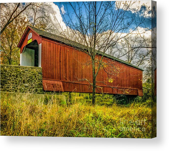 1875 Acrylic Print featuring the photograph The Van Sant Covered Bridge by Nick Zelinsky Jr