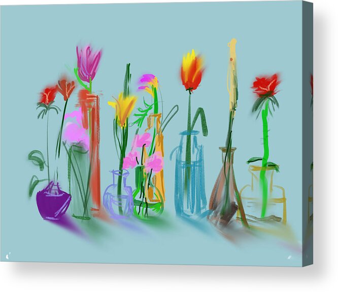 Digital Acrylic Print featuring the digital art There Are Always Flowers For Those Who Want To See Them by Bonny Butler