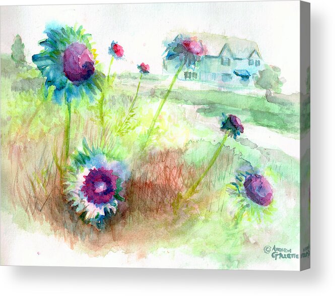 Thistle Acrylic Print featuring the painting Thistles #1 by Andrew Gillette