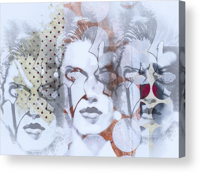 Face Acrylic Print featuring the digital art Three of us by Gabi Hampe