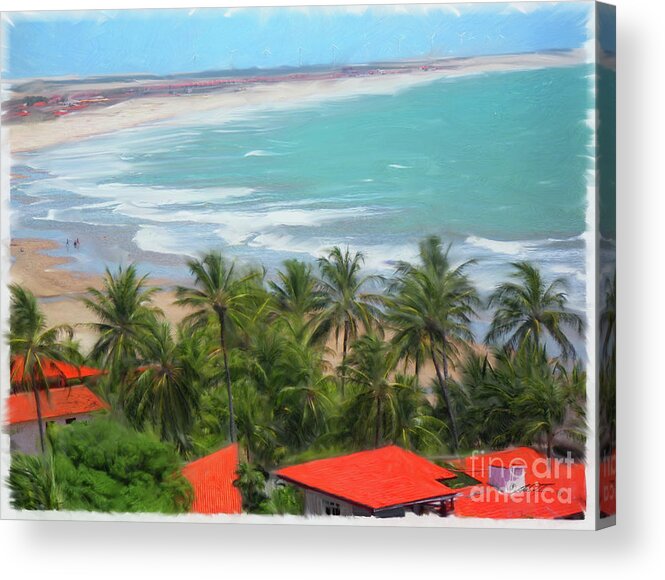 Bridge Acrylic Print featuring the digital art Tiabia, Brazil Beach by Dale Turner