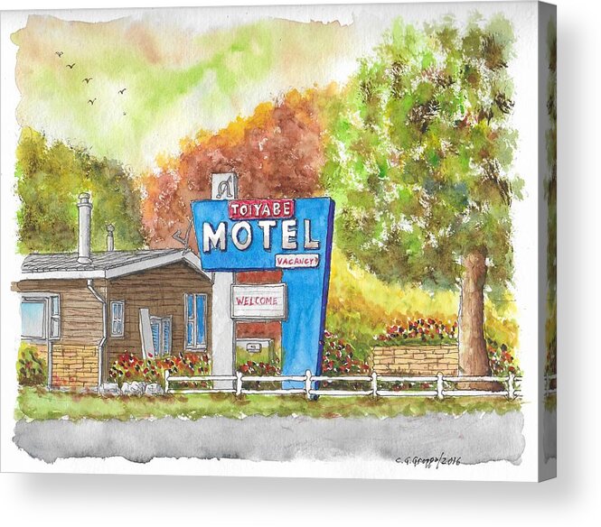 Toiyabe Motel Acrylic Print featuring the painting Toiyabe Motel in Walker, California by Carlos G Groppa