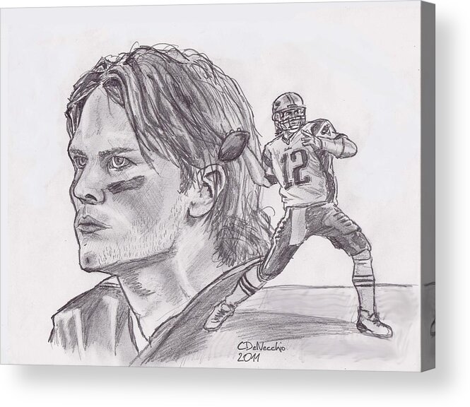 Nfl Acrylic Print featuring the drawing Tom Brady by Chris DelVecchio