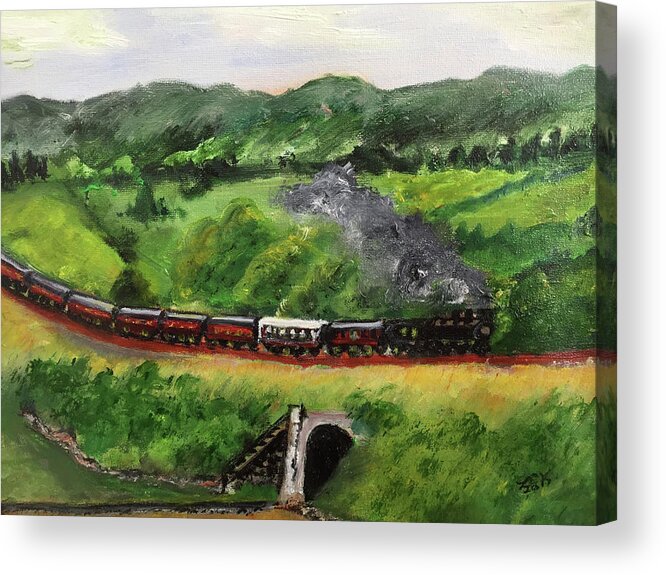 Train Acrylic Print featuring the painting Train in the Country by Lucille Valentino