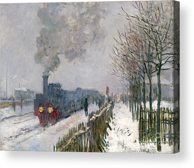 Train Acrylic Print featuring the painting Train in the Snow or The Locomotive by Claude Monet