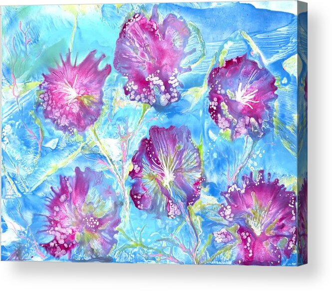 Encaustic Acrylic Print featuring the painting Tribute with Flora by Heather Hennick