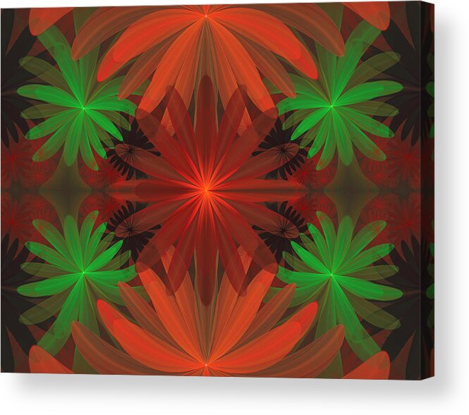 Fractal Acrylic Print featuring the digital art Tropical Flowers by Sandy Keeton