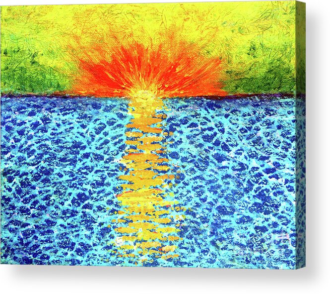 Sunrise Acrylic Print featuring the painting Tropical Sunrise by Pattie Calfy