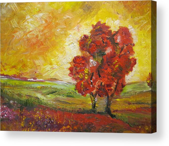 Oak Trees Acrylic Print featuring the painting True Companions by Jacqui Hawk