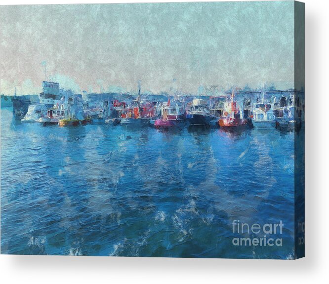Boats Acrylic Print featuring the photograph Tugboat Rainbow by Claire Bull