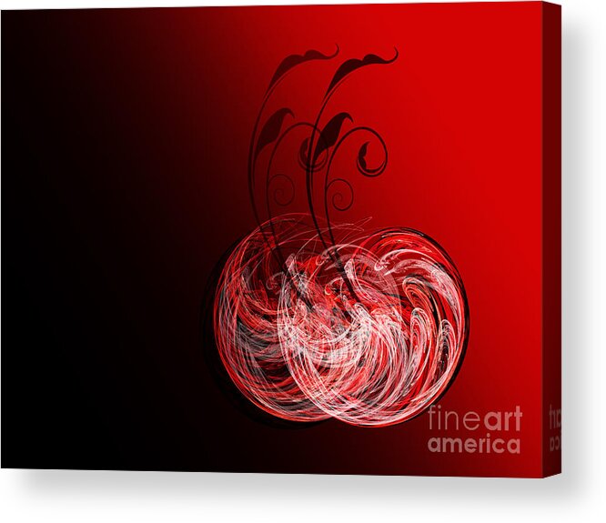 Abstract Acrylic Print featuring the digital art Two Cheery Cherries by Andee Design